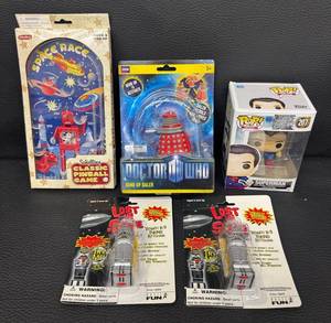 Eccentric Toy Figure Mixed Lot - Schylling Pinball, Doctor Who Dalek, Superman & B-9 (Lot of 5)