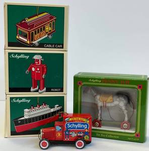 Vintage Schylling Tin Toy Ornaments (Lot of 5)
