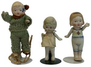 Bisque Porcelain Frozen Charlotte Dolls Antique Set of 3