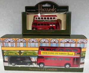 Die-Cast Harrods London Souvenir Bus & Taxi Set (Lot of 3)