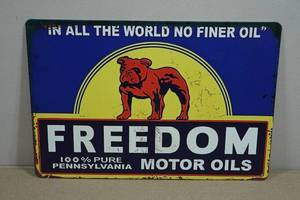 Vintage Style Metal Sign - Freedom Motor Oils