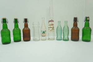Vintage Glass Bottles. Embossed Grolsch Beer Bottlesporcelain swing tops