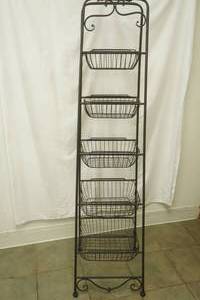5 tier black metal basket stand