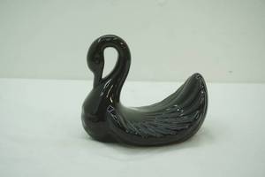 Ceramic Black Swan Figurine 6 tall by 8 long