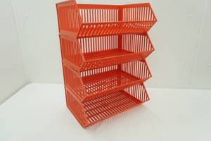 4 Tier Red stackable plastic storage basket