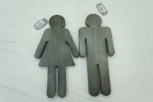 NEW Metal Mens & Womens Bathroom People 15 tall