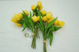 Artificial real touch yellow tulip bundles