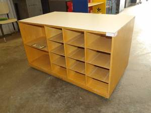 WOODEN DOUBLE SIDED STORAGE SHELF
