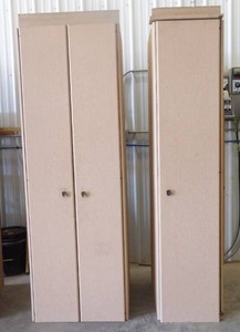 2 TAN STORAGE SHELVES
