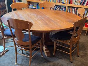 72 Wood Dining Table and (6) Wood Side Chairs
