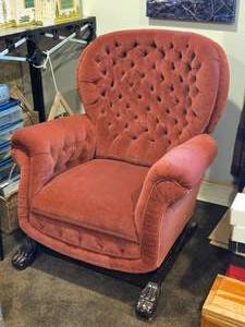 Victorian style Velvet Uphostered Rocking Chair with Claw Feet