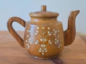 Genuine Monkeypod Wooden Teapot with Lid by The Woodcarver of Miami Beach (Philippines)