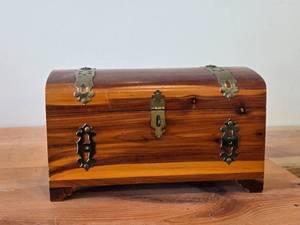 Cedar Wood Treasure Chest with Brass tone Hardware