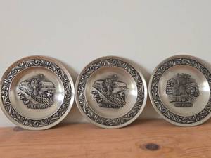 Lot of (3) Norwegian Pewter Collectble Plates - 1977 (x2) and 1978