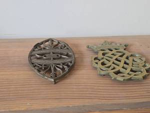 Cast Iron Trivet and Brass Trivet