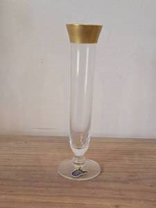 Vintage West Virginia Glass Vase with Gold Rimmed Flute Top