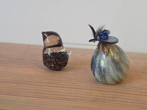 Lot of (2) Hand-blown Bird Figurines