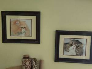Lot of (2) Cat theme Wall Art