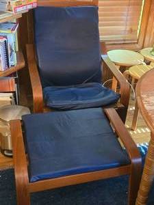 Poang Living Room Armchair with Foot Stool