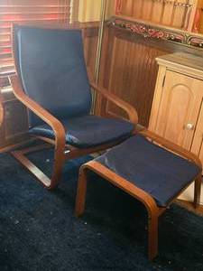 Poang Living Room Armchair with Foot Stool