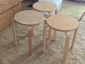 Lot of (3) Wood Stools