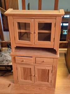 Two Piece Natural Wood Childrens Hutch