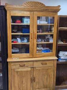 Glass Door Wood Kitchen Hutch 4-door2-drawer6-shelf