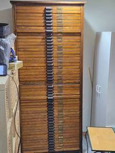 Vintage Wood Flat File Cabinet by Hamilton Manufacturing