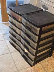 Lot of (2) Plastic Storage Cabinets 6-drawer