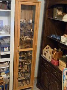 Glass Door Wood Curio Cabinet with (7) Glass Shelves