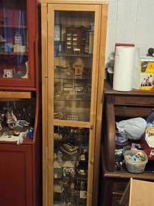 Glass Door Wood Curio Cabinet with (7) Glass Shelves