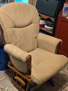 Glider Rocking Armchair  Wood Frame, Fabric Padding