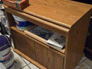 Swivel Top Wood TV Stand with Shelf and 2-Door Storage