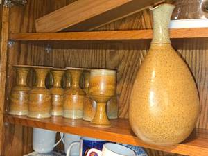 Lot of (1 Shelf) (13) Wine Goblets  Pitcher - Signed Jawel