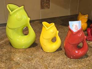 Lot of (3) GurlgePot Fish Gurgle Pitchers