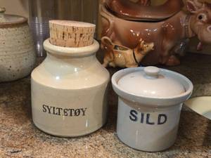 Lot of (2) Jars - Moira Pottery (England) Corked Syltetoy (x1), Denby Stoneware 12-Pint Lidded Sild (x1)