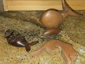 Lot of (3) Wood Dcor - Fish, Fish and Squirrel