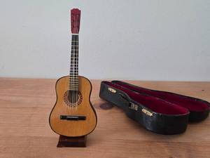 Wood Acoustic Guitar Miniature Replica 8 with Stand and Case