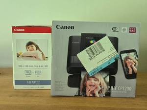 Canon Compact Photo Printer Selphy CP1200 (New) with Extra Sheets and Extra Ink