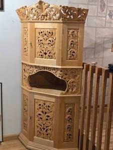 Handcarved Wood Hutch with Keys