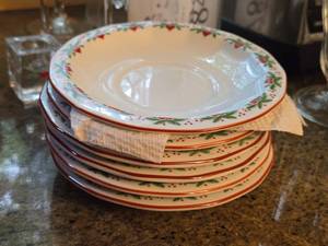 Lot of (6) Bread Plates - Porsgrund Hearts & Pines (Norway)