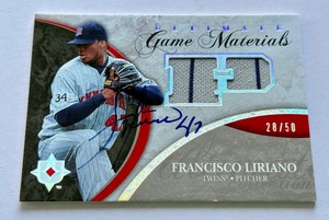 Francisco Liriano Auto and Relig 50 2004 Ultimate Game Materials Collection #UGM-FL Numbered 2850 Minnesota Twins Baseball Card