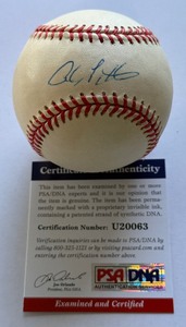 Andy Pettite Autographed w PSA DNA COA Rawlings OALB Budig Baseball - New York Yankees