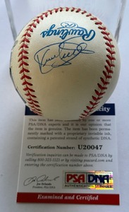 Kirby Puckett Autographed w PSA DNA COA - National Baseball Hall of Fame 2001 Induction Day Stamped and Cancelled Rawlings OALB Budig Baseball - Minnesota Twins - RARE