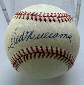 Ted Williams Autographed w Full PSA DNA Letter of Authenticity Rawlings OALB Brown Baseball