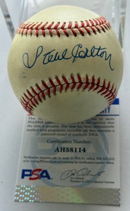 Steve Carlton Autographed w PSA COA Rawlings OALB Brown Baseball