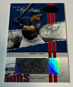 Shannon Stewart Auto 100 2004 Donruss Playoff Prime Signatures #PS-7 Numbered 099100 Minnesota Twins Baseball Card