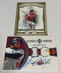 (2) Jason Kubel Auto Cards Including 35 w Relic and RC 1999 - Minnesota Twins Baseball