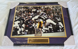 Jim Marshall Autographed Football Card in Custom Framed Minnesota Vikings Football Piece