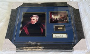 Andrew Jackson Hand Written Word Custom Framed Piece w Copt of JSA Letter of Authentication - From a Signed Log of War Captains Document